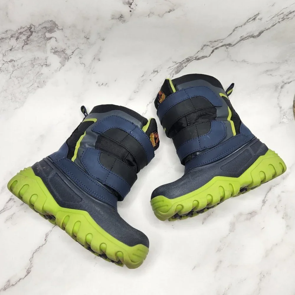 Skechers High Slopes Winter Rain Snow Boots Blue Green Kids Child Size 11